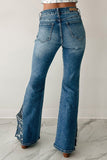 Lace-Trimmed Flare Jeans