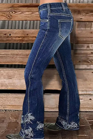 Patterned Flare Jeans