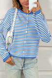 Striped Button-Front Cardigan