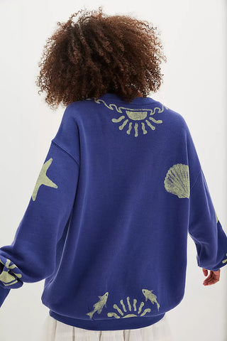 Nautical Motif Pullover Sweater