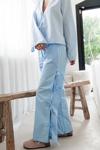 Tie-Side Casual Wide-Leg Trousers