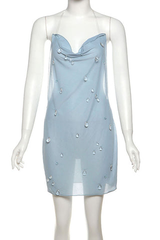 Halter Neck Casual Dress with Draped Detail