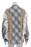 Ruffle-Detail Plaid Blouse