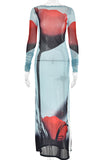 Maxi Dress with Artistic Print Design