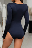 Ruched Front Long Sleeve Bodysuit