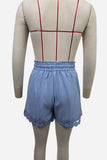 Lace-Trim Elastic Waist Casual Shorts