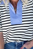 Striped Polo T-Shirt with Quarter Sleeves
