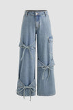 Tie-Detail Wide Leg Jeans