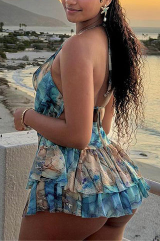 Halter Skirted Set with Pleated Details