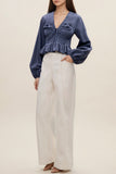 Ruffle Trim V-Neck Blouse