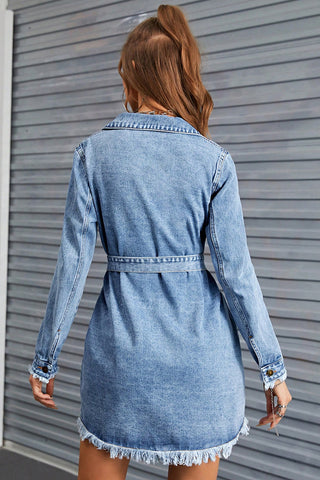 Button-Front Casual Denim Dress