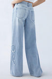 Wide-Leg Straight Jeans with Unique Detailing
