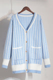 Houndstooth Button Cardigan Sweater