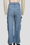 Wide-Leg Cargo Denim Jeans