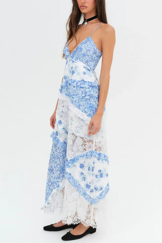 Layered Floral Lace Maxi Dress