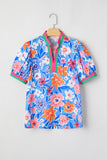 Floral Print Polo Blouse
