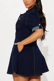 Button-Front Denim Dress