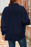 Cable Texture Puff Sleeve Loose Shacket