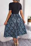 Scoop-Neck Floral Pleated Dress
