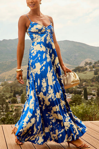 Spaghetti-Strap Pleated Maxi Dress