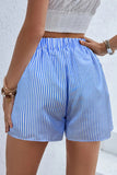 Striped Wrap Skort with Bow Detail