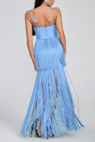 Fringe Layered Evening Dress
