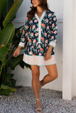 Floral Print V Neck Mini Dress