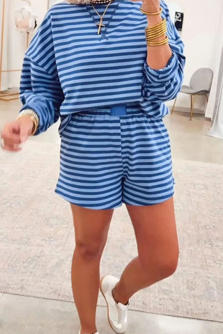 Striped Casual Shorts Set