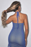 Halterneck Ruched Casual Dress