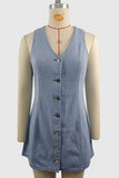 Button-Front Denim Mini Dress