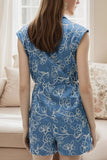 Patterned Button-Up Romper
