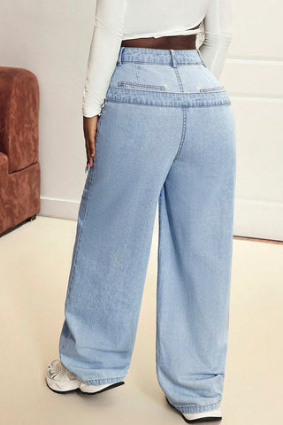 Straight Jeans with Folded Detail