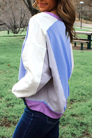 Casual Color Block Pullover Top