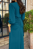 Ruched Long Sleeve Casual Dress