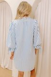 Stripe Notched Neck Shift Mini Dress