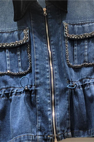 Embellished Pocket Zip-Up Jacket