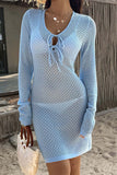 Lace-Up Knit Casual Dress