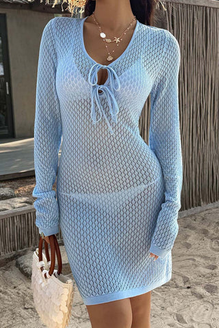 Lace-Up Knit Casual Dress