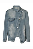 Asymmetric Button Denim Jacket