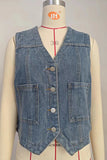 Button-Front Denim Vest