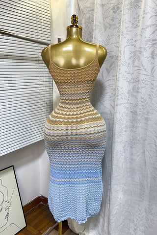 Zigzag Knit Maxi Vacation Dress