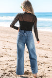 Elastic Waist Wide-Leg Jeans