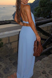 Halter Drape Casual Maxi Dress