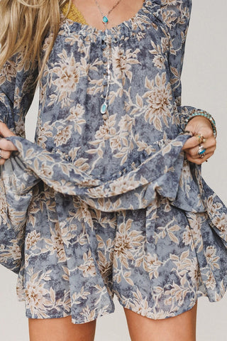Floral Ruffle Overlay Romper