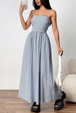 Strapless Striped Maxi Dress