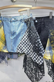Patchwork Denim Mini Skirt
