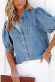 Puff Sleeve Button-Front Shirt