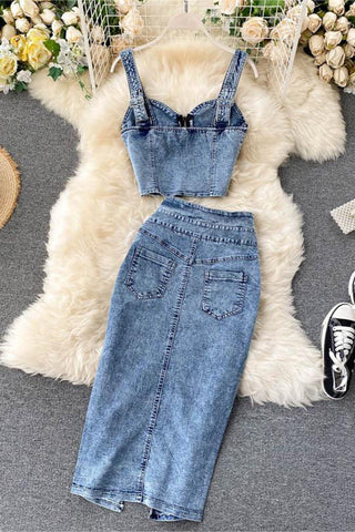 Button-Front Skirt Set