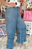 Wide-Leg Ruffle Hem Jeans