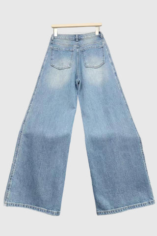Floral Wide Leg Denim Pants